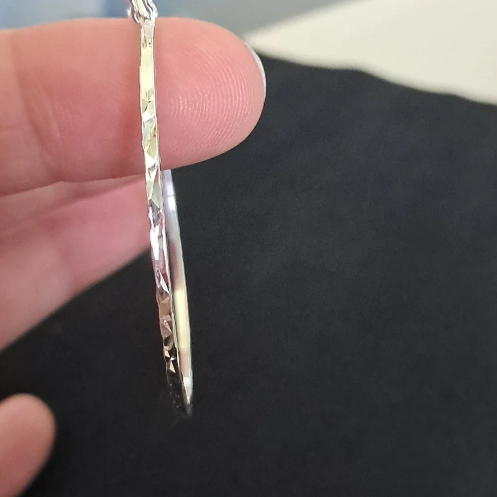 Sterling Silver Diamond Cut Hoop Earrings‎